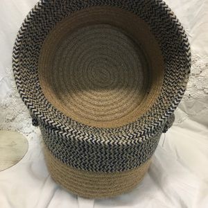 3 Fabric Banded Storage Baskets 1 Lrg 2 Sm. Perfect Bathroom, Playroom, Blankets